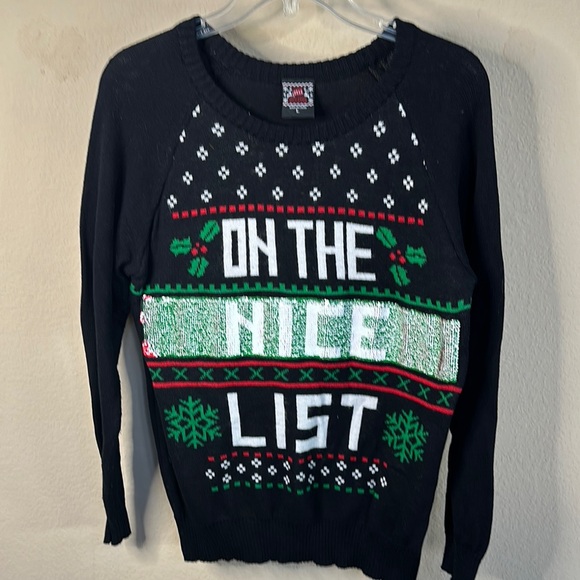 Holiday Time Black 'On The Nice List' Sweater - Picture 2 of 7